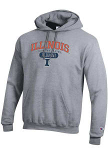 Mens Illinois Fighting Illini Grey Champion Pill Alumni Powerblend Hooded Sweatshirt