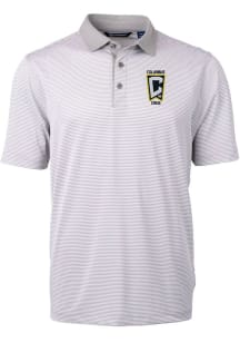 Cutter and Buck Columbus Crew Mens Grey Virtue Eco Pique Micro Stripe Short Sleeve Polo