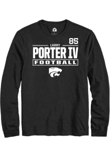 Larry  Porter IV Mens Black K-State Wildcats NIL Stacked Box Long Sleeve Player T Shirt
