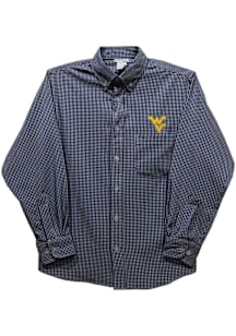 Vive La Fete West Virginia Mountaineers Baby Navy Blue Gingham Long Sleeve Polo