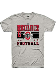 Eli Brickhandler Rally Mens Ash Ohio State Buckeyes NIL Striped Player T Shirt