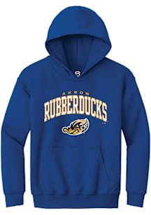 Summit Sportswear Akron RubberDucks Youth Blue Arch Mascot Long Sleeve Hoodie