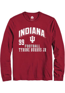 Tyrone Burrus Jr Mens Crimson Indiana Hoosiers NIL Arch Logo Long Sleeve Player T Shirt