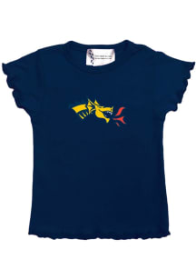 Girls Navy Blue Drexel Dragons Lettuce Edge Short Sleeve Fashion T-Shirt