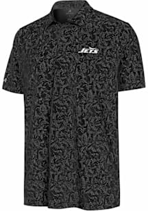 Antigua New York Jets Mens Black Lush Short Sleeve Polo