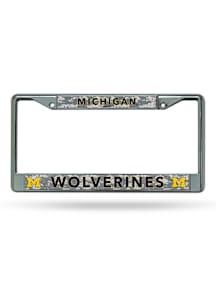 Michigan Wolverines Camo Decal Chrome License Plate Frame - Silver