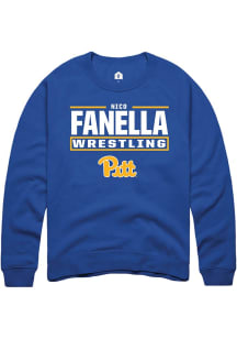 Nico Fanella Rally Mens Blue Pitt Panthers NIL Stacked Box Player Crew