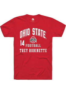 Trey Robinette Rally Mens Red Ohio State Buckeyes NIL Arch Logo Player T Shirt