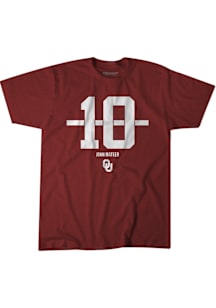 John Mateer Oklahoma Sooners Crimson Football Name And Number Stripe Short Sleeve Fashion Player T..
