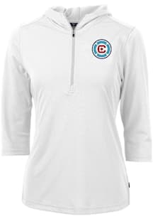 Cutter and Buck Chicago Fire Womens White Virtue Eco Pique Hooded Sweatshirt