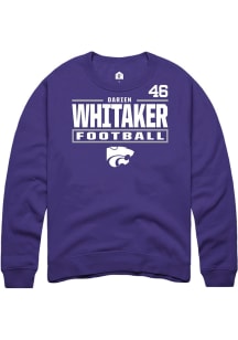 Darien Whitaker Rally Mens Purple K-State Wildcats NIL Stacked Box Player Crew