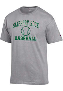 Champion Slippery Rock Grey Baseball Jersey Short Sleeve T Shirt