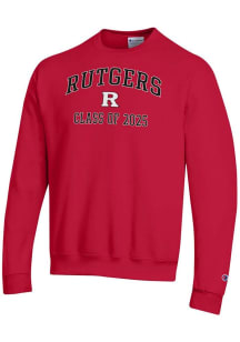 Mens Rutgers Scarlet Knights Red Champion Class of 2025 Text Powerblend Crew Sweatshirt