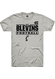 Ben Blevins Rally Mens Ash Cincinnati Bearcats NIL Stacked Box Player T Shirt