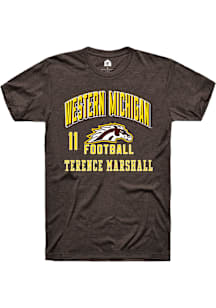 Terence Marshall Western Michigan Broncos Brown Football NIL Arch Logo Short Sleeve Player T Shirt