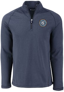Cutter and Buck New York City FC Mens Navy Blue Pehastin Long Sleeve Qtr Zip Pullover