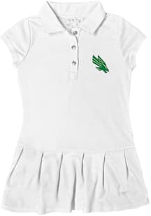 North Texas Mean Green Toddler Girls White Caroline Short Sleeve Dress