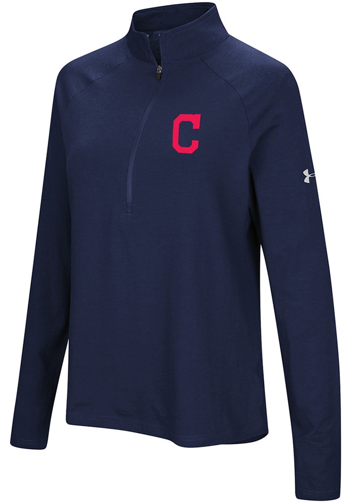 Under Armour Cleveland Indians Womens Navy Blue Passion Left Chest 1/4 Zip Pullover