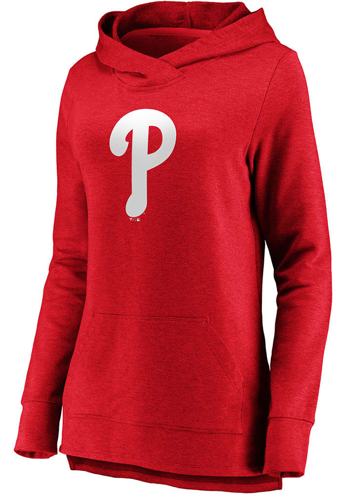 Majestic Philadelphia Phillies Womens Red Synthetic Official Logo Hooded Sweatshirt