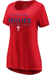 Majestic Philadelphia Phillies Womens Red Over Everything Short Sleeve T-Shirt
