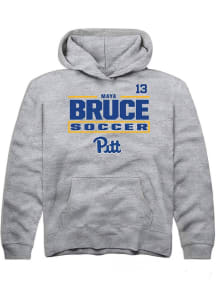 Maya Bruce Rally Youth Grey Pitt Panthers NIL Stacked Box Long Sleeve Player Hoodie