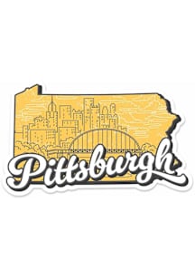 Pittsburgh Retro State Outline Skyline Stickers - Yellow