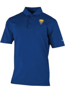 Mens Pitt Panthers Blue Columbia Heat Seal Double Hit Short Sleeve Polo Shirt