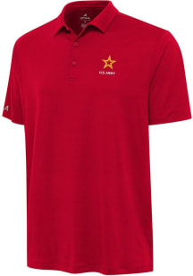 Antigua Army Mens Red Reprocess Recycled Short Sleeve Polo