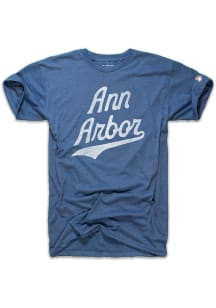 The Mitten State Ann Arbor Blue Script Wordmark Short Sleeve Fashion T Shirt