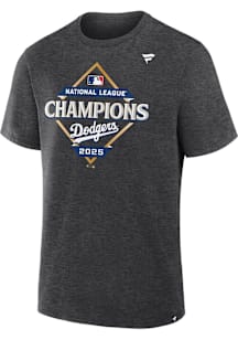 Los Angeles Dodgers Charcoal 2025 LCS Champions Locker Room Short Sleeve T Shirt