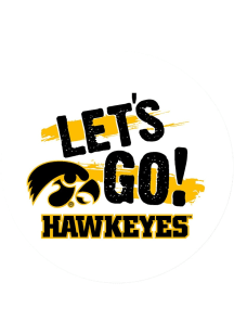Yellow Iowa Hawkeyes 3&quot; Lets Go Button