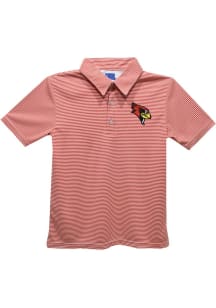 Vive La Fete Illinois State Redbirds Youth Red Pencil Stripe Short Sleeve Polo Shirt