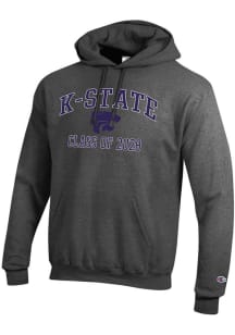 Mens K-State Wildcats Charcoal Champion Font Class of 2028 Powerblend Hooded Sweatshirt