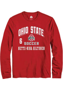 Nette-Nina Hiltunen Mens Red Ohio State Buckeyes NIL Arch Logo Long Sleeve Player T Shirt