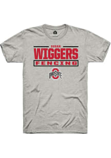 Susan Wiggers Rally Mens Ash Ohio State Buckeyes NIL Stacked Box Player T Shirt
