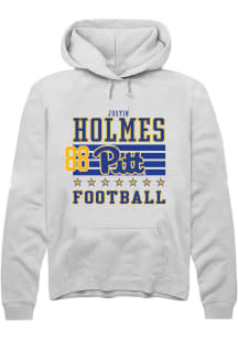 Justin Holmes Rally Mens White Pitt Panthers NIL Striped Player Hood