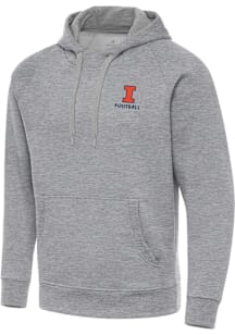 Antigua Illinois Fighting Illini Mens Grey Victory Football Long Sleeve Hoodie