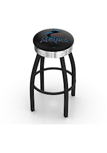 Miami Marlins 3 Ring Chrome Seat Pub Stool - Black