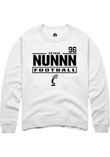 Nathan Nunnn Cincinnati Bearcats Mens White Football NIL Stacked Box Player Crew