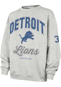 47 Detroit Lions Womens Grey Stoney Clover Glitter Oversized Crew Sweatshirt