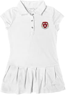 Harvard Crimson Toddler Girls White Caroline Short Sleeve Dress