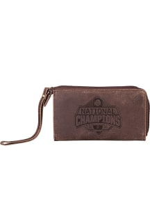 2024 Football National Champions Leather Wristlet Ohio State Buckeyes Womens Wallets - Brown