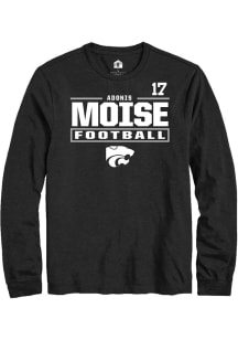 Adonis Moise Mens Black K-State Wildcats NIL Stacked Box Long Sleeve Player T Shirt