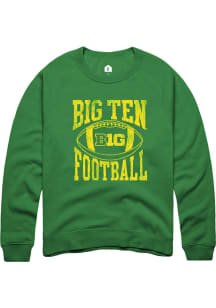 Mens Big Ten Kelly Green Rally Football Arch Crew Sweatshirt