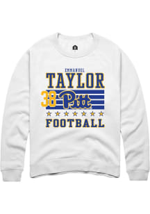 Emmanuel Taylor Rally Mens White Pitt Panthers NIL Striped Player Crew