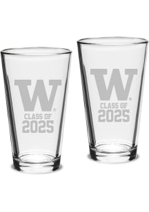 White Washington Huskies Campus Crystal Class of 2025 Set of 2 Pint Glass