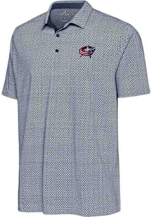 Antigua Columbus Blue Jackets Mens White Intersect Short Sleeve Polo