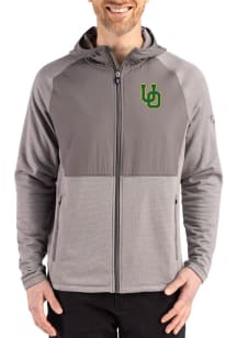 Mens Oregon Ducks Graphite Cutter and Buck Peshastin Long Sleeve Full Zip Jacket