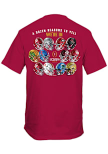 Oklahoma Sooners Crimson 2025 CFP 12 Team Helmets Short Sleeve T Shirt