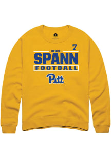 Deuce Spann Rally Mens Gold Pitt Panthers NIL Stacked Box Player Crew
